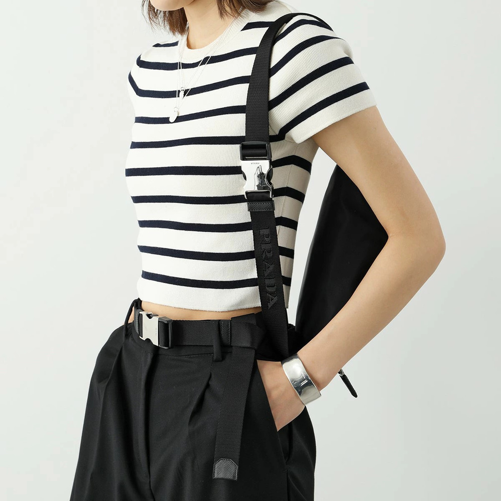 Prada Crossbody Waist Body Saffiano Leather Belt Re NERO Triangle Bag Black